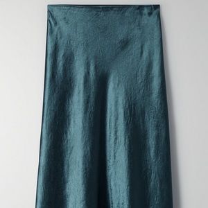 Midi deep green slip skirt NWT